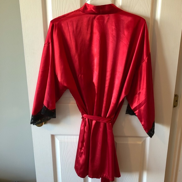 Frederick's of Hollywood Red with Black laceRobe - Picture 6 of 8